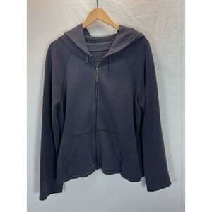 Eileen Fisher Navy Blue Hoodie Cardigan Sz XL  organic cotton, casual cozy